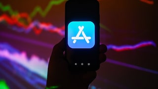 Apple App Store logo on a smartphone
