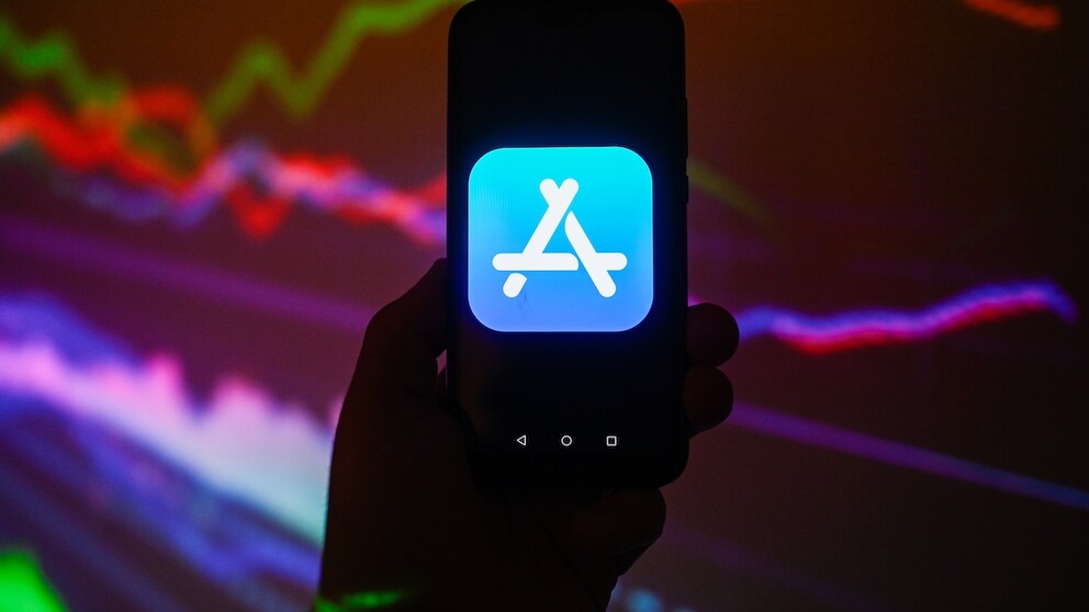 Apple App Store logo on a smartphone
