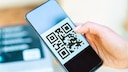 A QR code on a smartphone