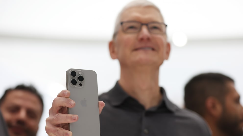Apple CEO Tim Cook with iPhone 15 Pro