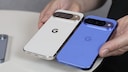 The Pixel 10 Pro in White and Blue