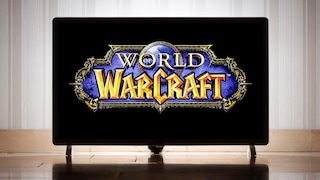"World of Warcraft" logo on a television