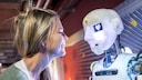 Woman Smiles at Robot