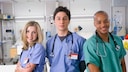 The three main characters from "Scrubs": J.D., Turk, and Elliot.