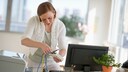 Woman Connects Router