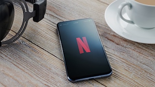 Netflix logo on a smartphone lying on a table
