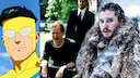 Collage featuring characters from "Invincible," "Game of Thrones," and "Six Feet Under."