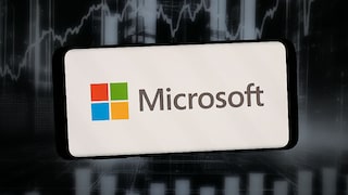 Smartphone with Microsoft text and logo