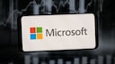 Smartphone with Microsoft text and logo