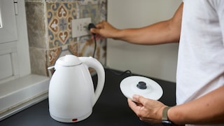 White kettle on the countertop