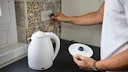 White kettle on the countertop