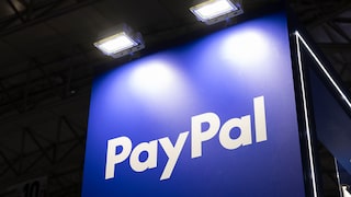 PayPal logo on a display
