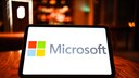 Tablet with Microsoft Logo