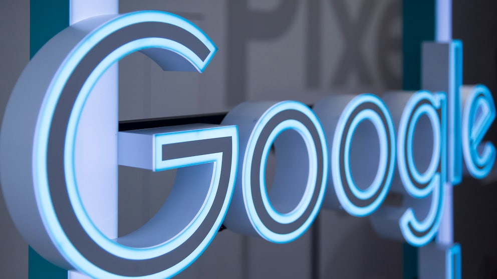 Blue Neon Google Logo