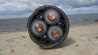The cross-section of a submarine cable responsible for global internet connectivity