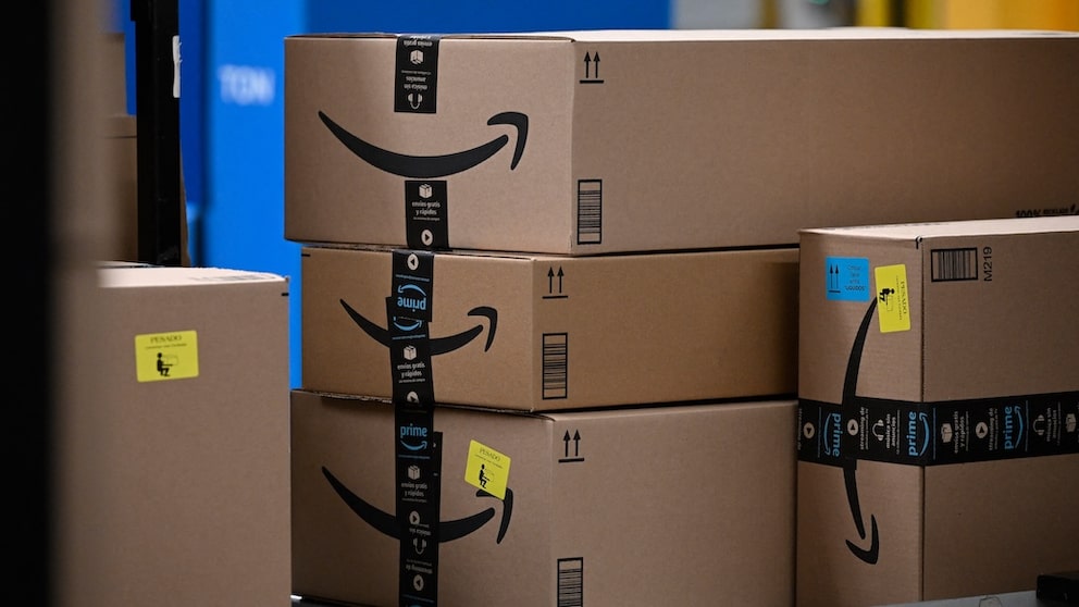 Several Amazon packages stacked