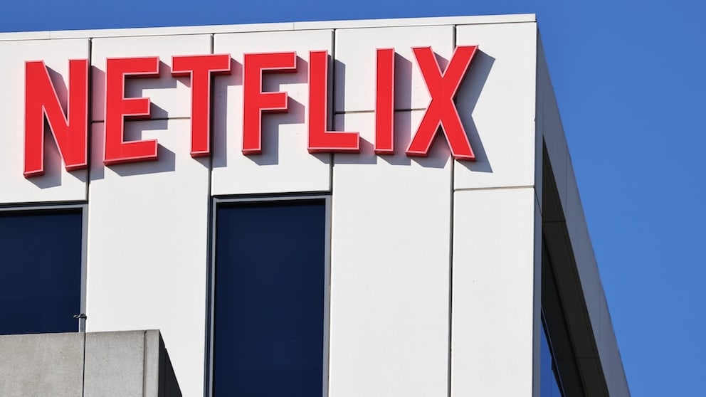Netflix logo on a building facade
