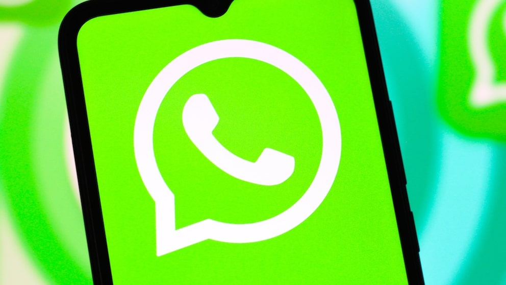 WhatsApp logo on a smartphone
