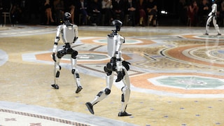 Humanoid robots from the company Unitree walked the runway at Vogue World 2026 in Milan.