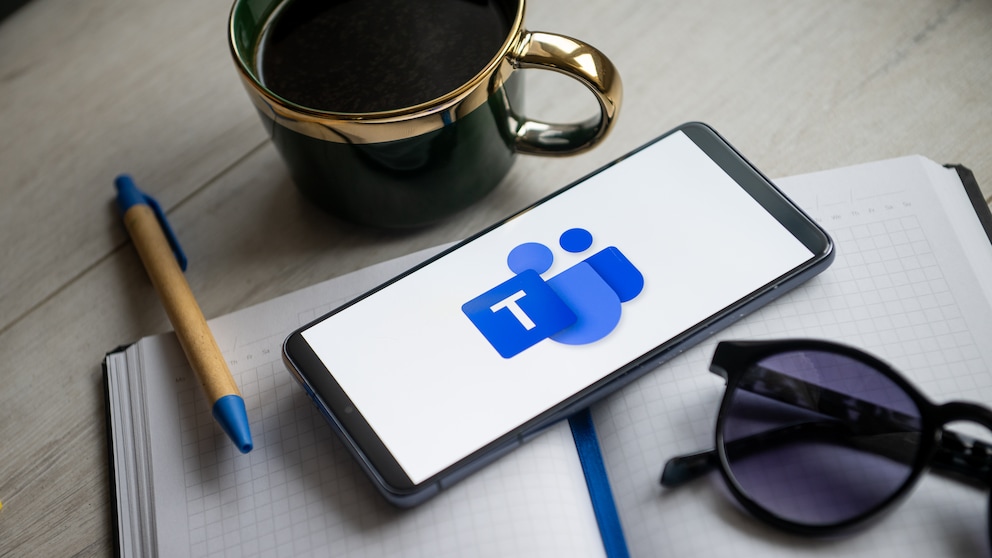 Microsoft Teams logo on a smartphone