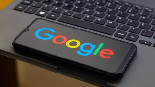 Android Smartphone with Google Logo on Windows Laptop