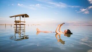 Tourist at the Dead Sea in Israel