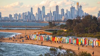 Melbourne's Skyline Behind Brighton Beach