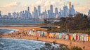 Melbourne's Skyline Behind Brighton Beach