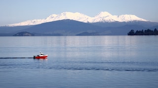 Lake Taupo is New Zealand's largest lake and a popular tourist destination.