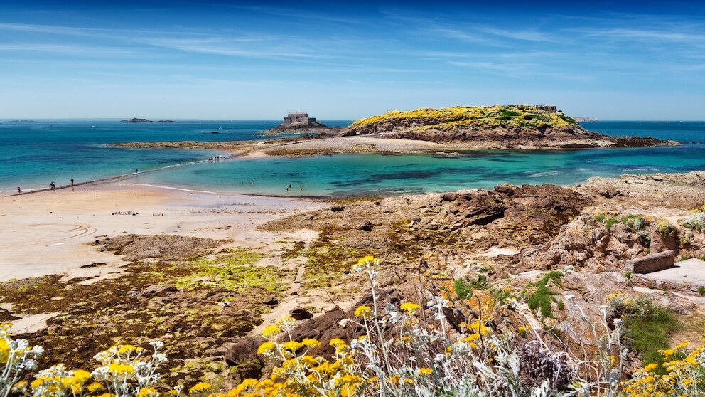 The Atlantic coast of Brittany is known for its rugged shores, steep cliffs, and stunning natural beauty.