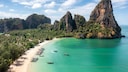 Travel Season in Thailand: View of the Famous Railay Beach in Krabi with Rock Formations