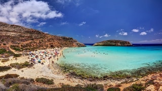 Rabbit Beach is located on the Italian island of Lampedusa, off the coast of Sicily.