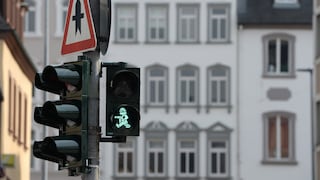 Quirky pedestrian traffic lights can be found all over Germany–such as here in Trier.