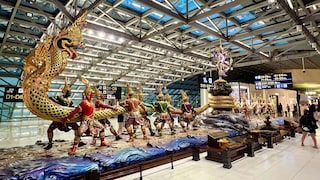 Sculpture at Suvarnabhumi Airport in Bangkok