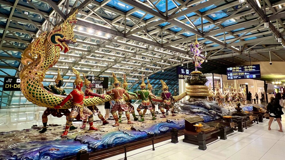 Sculpture at Suvarnabhumi Airport in Bangkok