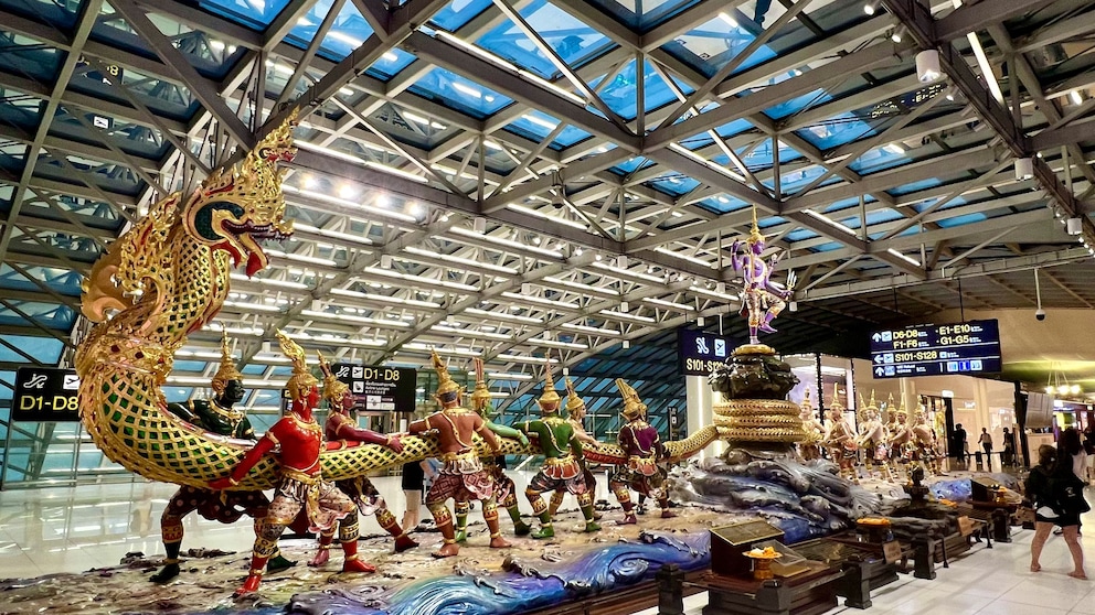 Sculpture at Suvarnabhumi Airport in Bangkok