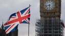 A Union Jack flies in front of Big Ben