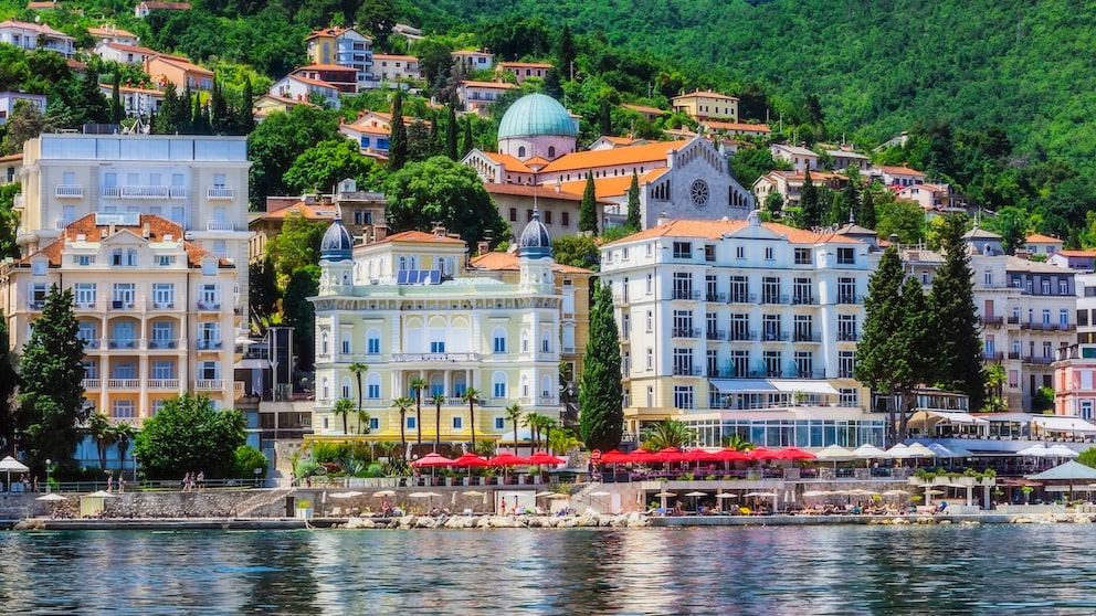 The coastal town of Opatija is known for its elegant architecture.