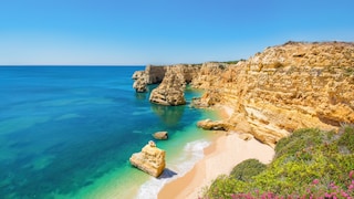 Praia Marinha is considered one of the most beautiful beaches in the Algarve due to its impressive cliffs.