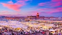The Jemaa El Fnaa marketplace in Marrakech should be approached with caution when vacationing in Morocco.