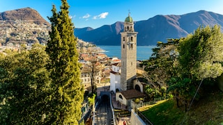 View over the beautiful city of Lugano on Lake Lugano