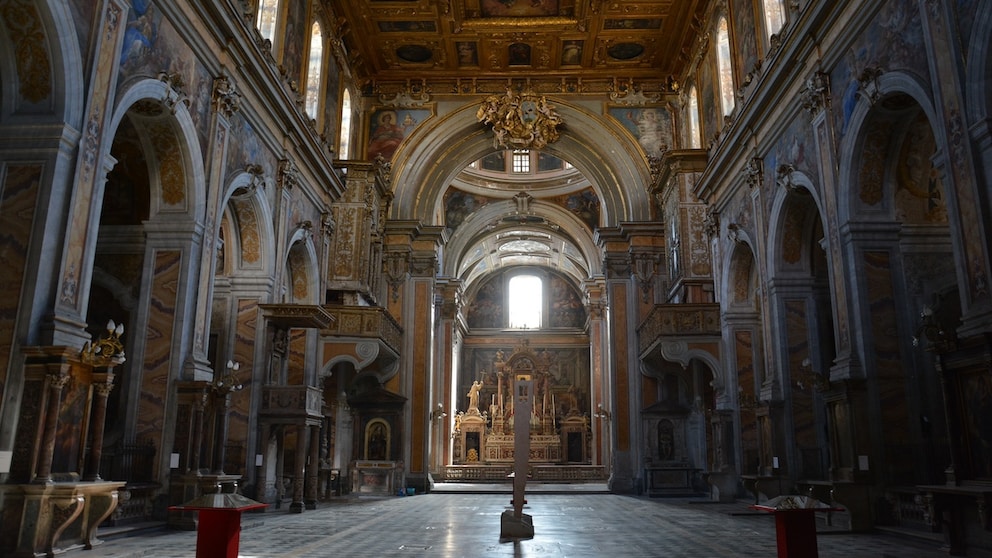 The interior of the Santa Maria la Nova church in Naples
