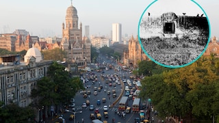 A historical photograph of the Tower of Silence in Mumbai, India (then known as Bombay) from 1890. Since access to the site is strictly prohibited to outsiders, there are few recent images of the location.