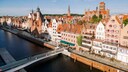 View over the historic center of Gdańsk on the banks of the Motława River