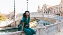 Woman at the Plaza de España in Seville, Spain