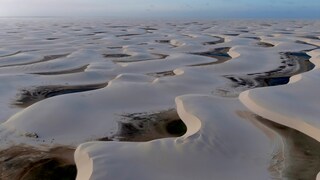 The dune landscape of Lençóis Maranhenses in northern Brazil is spectacular.