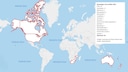 The map shows the countries with the most documented shark attacks on humans in 2025, including both fatal and non-fatal incidents.