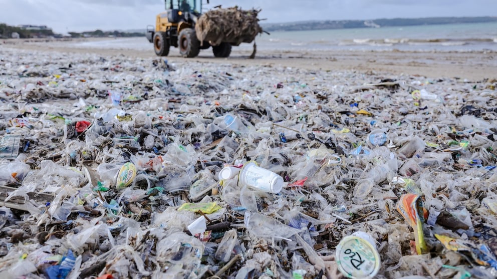Trash Piles Up at Kedonganan Beach in Bali