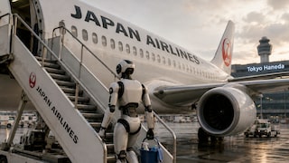 Robot on Airplane Stairway