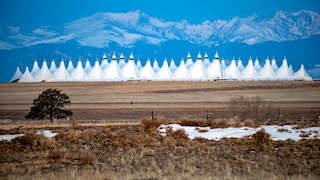 Tent-like structures adorn the roof of Denver International Airport, perhaps the world's most peculiar airport.